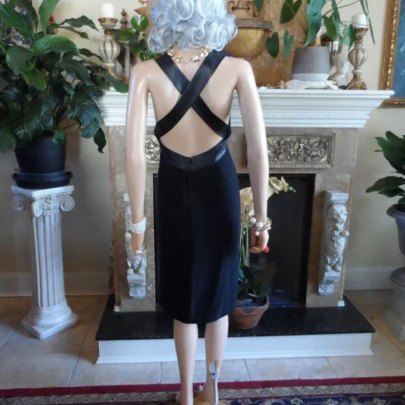 Gucci Black 100% Silk Dress with Lamb Leather Trim Size IT 42 - US 6 - Picture 9 of 16